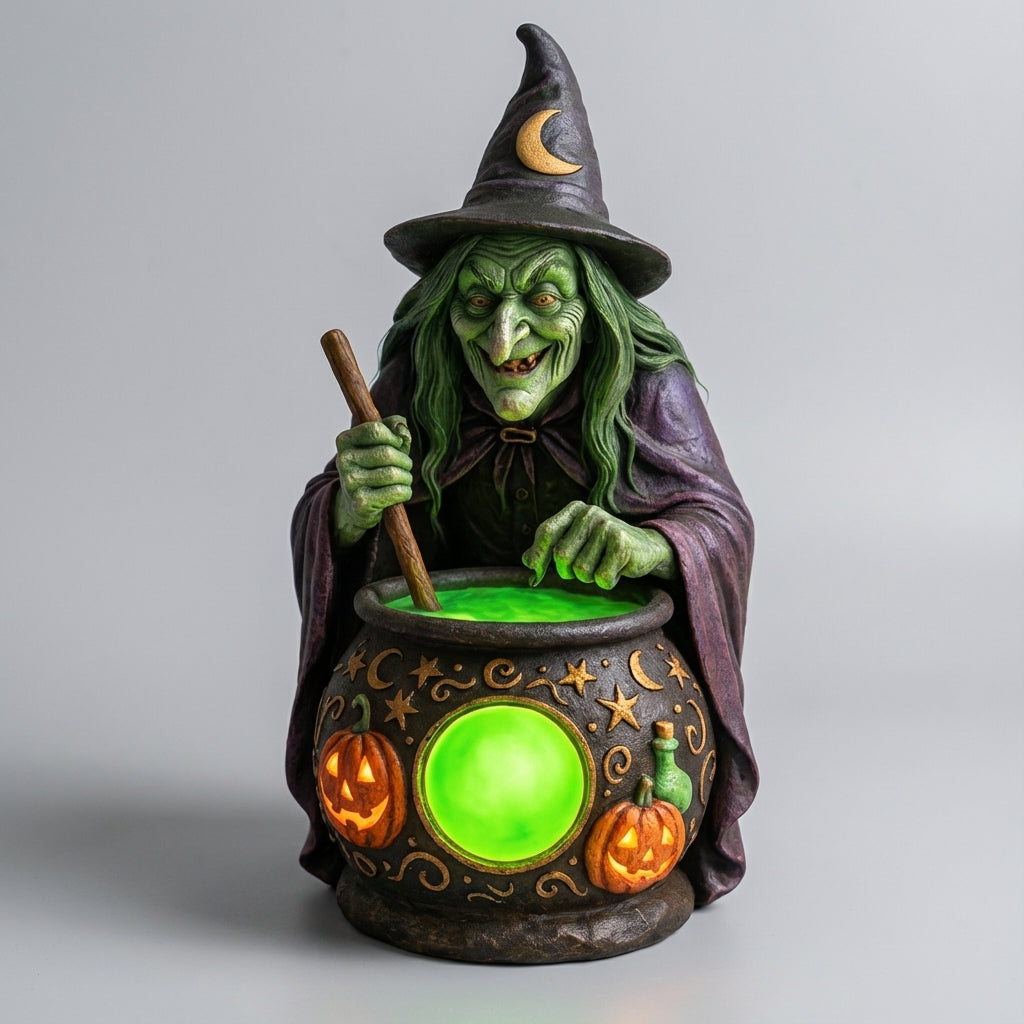 Decoratielamp Heks Ketel Halloween LED Neon Groen USB Resin 15cm Woonkamer Tafeldecoratie Sfeerverlichting Feest Cadeau | Sansoti